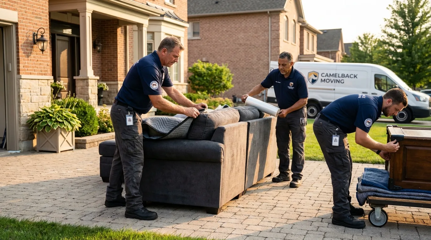 Large estate moving crew wrapping furniture in Sykesville, MD
