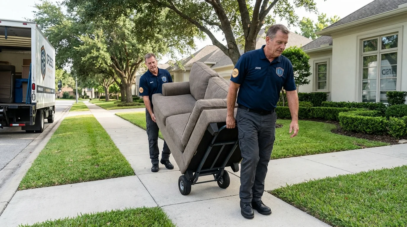 Local residential moving crew loading furniture in Sykesville, MD