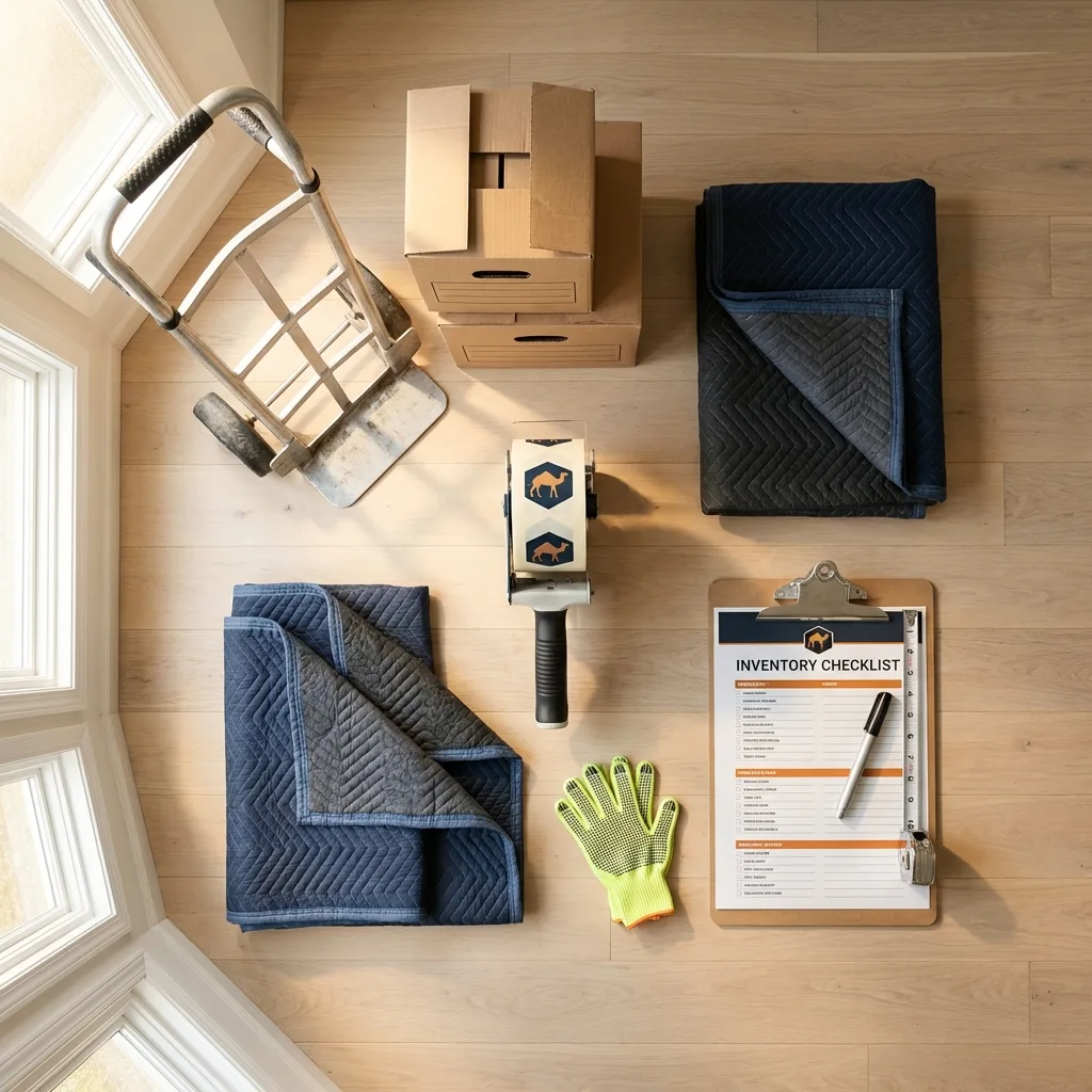 Professional moving supplies and packing materials layout for Sykesville residential relocations